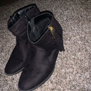 Black western booties with tassel